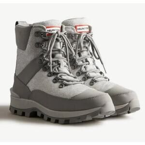 NEW Hunter Glitter Commando Boot Silver/Tundra Grey 7 M